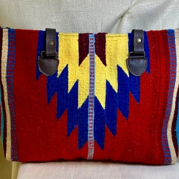 ❤️Handwoven Chimayo Handbag. 100% Wool, in Red, Blue, Lt. Yellow. /HB51 - Picture 2 of 8
